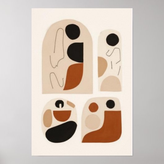 Abstract Geometrisch Wandsieradenset | Midden-Eeuw Poster (Voorkant)