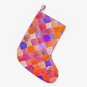 Abstract geometrisch waterverf glitter kleine kerstsok (Voorkant (Hangend))