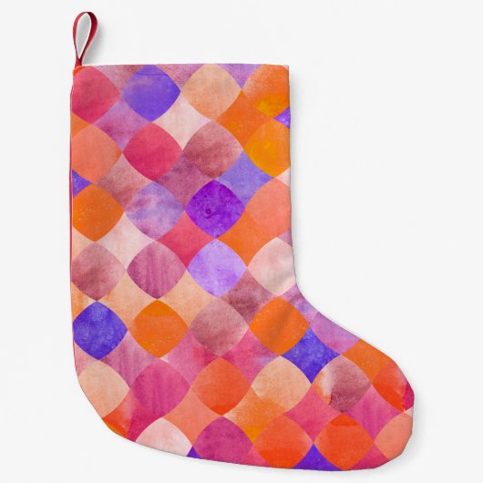 Abstract geometrisch waterverf glitter kleine kerstsok (Voorkant)