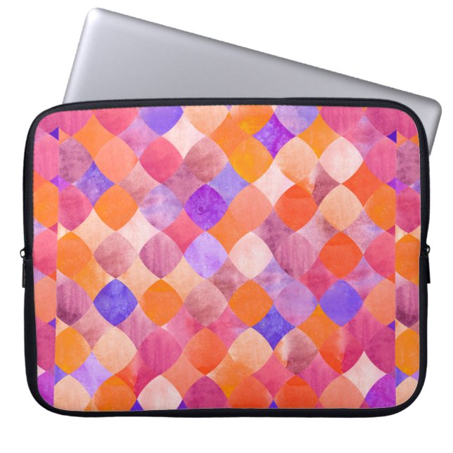 Abstract geometrisch waterverf glitter laptop sleeve (Voorkant)