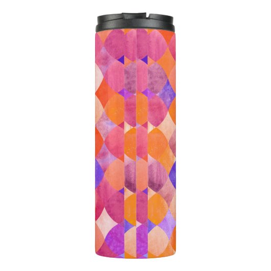 Abstract geometrisch waterverf glitter thermosbeker (Achterkant)