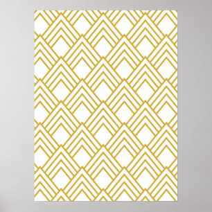 Abstract geometrisch, wit en goud poster