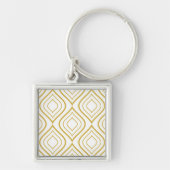 Abstract geometrisch, wit en goud sleutelhanger (Voorkant)