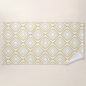 Abstract geometrisch, wit en goud strandlaken (Voorkant)