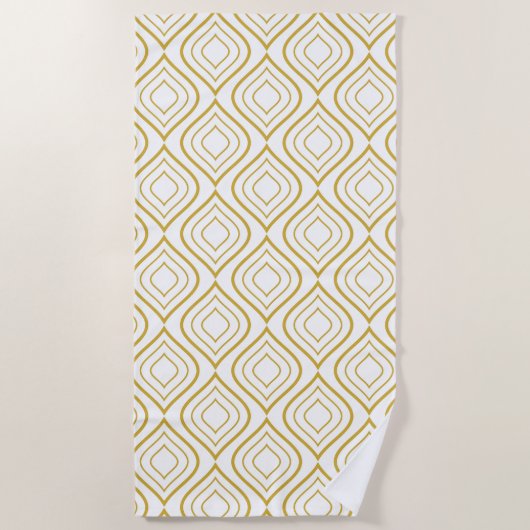 Abstract geometrisch, wit en goud strandlaken (Voorkant)