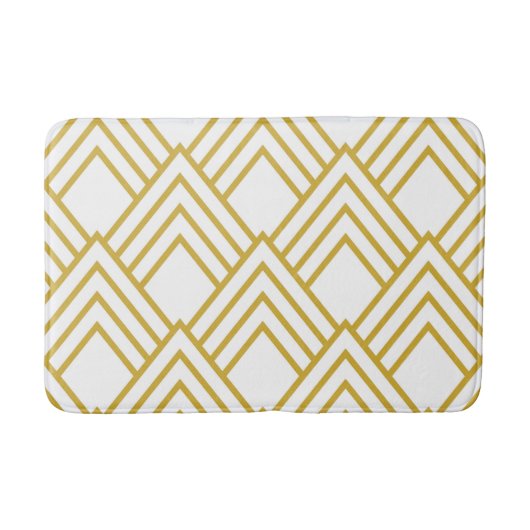 Abstract geometrisch, wit en goudbadmat badmat (Voorkant)