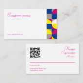 Abstract geometrisch wit fuchsia QR-Visitekaartje Visitekaartje (Voorkant / Achterkant)