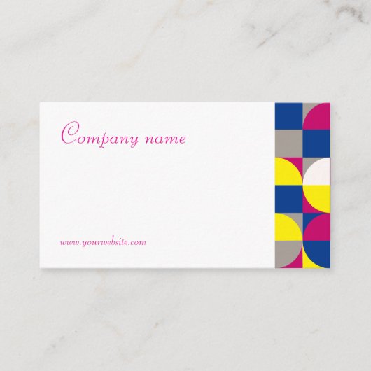 Abstract geometrisch wit fuchsia QR-Visitekaartje Visitekaartje (Voorkant)