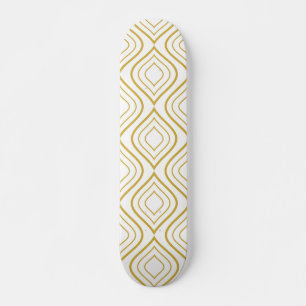 Abstract geometrisch, witte en gouden skateboard