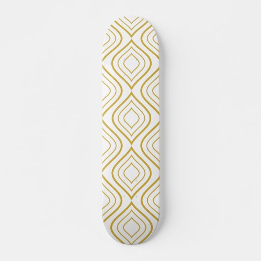 Abstract geometrisch, witte en gouden skateboard (Voorkant)