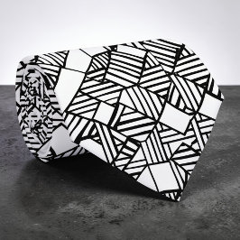 Abstract geometrisch zwart-wit maatwerk stropdas