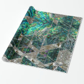 Abstract Geometrische Abalone en moeder van parelt Cadeaupapier (Uitgerold)