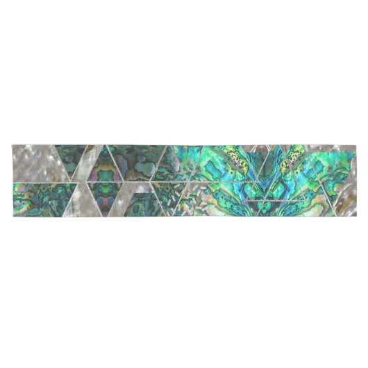 Abstract Geometrische Abalone en moeder van parelt Korte Tafelloper (Horizontaal)