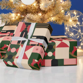 Abstract Geometrische kerstspeelgoed  Cadeaupapier