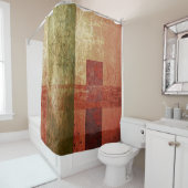 Abstract Geometrische Kunstboomgaard Rood Oranje G Douchegordijn (In situ)