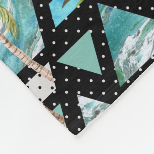 Abstract Geometrische palmen en golven Fleece Deken (Hoek)