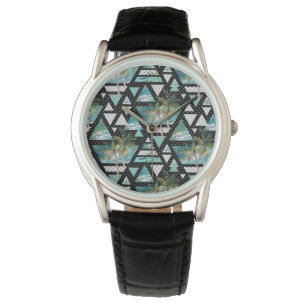 Abstract Geometrische palmen en golven Horloge