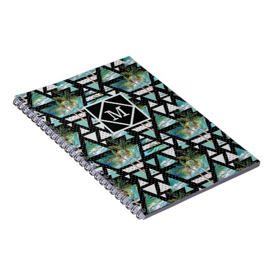 Abstract Geometrische palmen en golven Notitieboek (Rechterzijde)