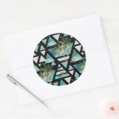 Abstract Geometrische palmen en golven Ronde Sticker (Envelop)