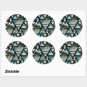 Abstract Geometrische palmen en golven Ronde Sticker (Vel)