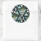 Abstract Geometrische palmen en golven Ronde Sticker (Tas)
