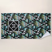 Abstract Geometrische palmen en golven Strandlaken (Voorkant)