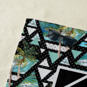 Abstract Geometrische palmen en golven Strandlaken (In situ)