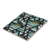 Abstract Geometrische palmen en golven Tegeltje (Zijkant)