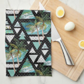 Abstract Geometrische palmen en golven Theedoek (Quarter Fold)