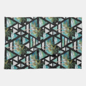 Abstract Geometrische palmen en golven Theedoek (Horizontaal)