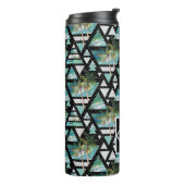 Abstract Geometrische palmen en golven Thermosbeker (Gedraaid links)