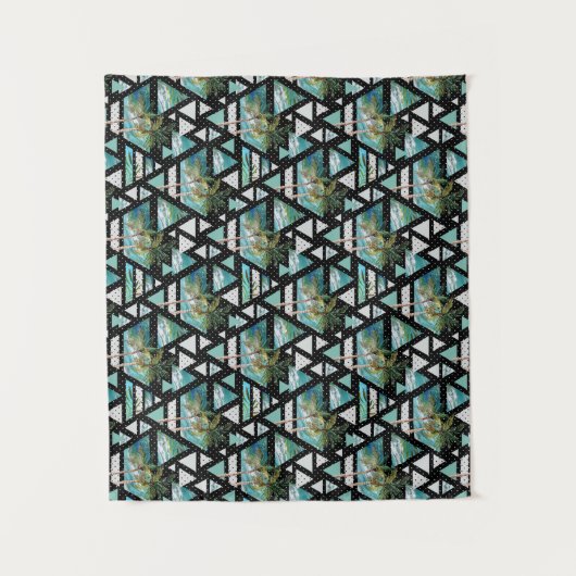 Abstract Geometrische palmen en golven Wandkleed (Voorkant)