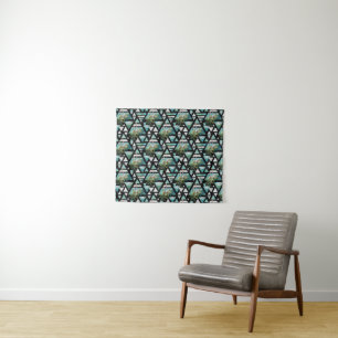 Abstract Geometrische palmen en golven Wandkleed