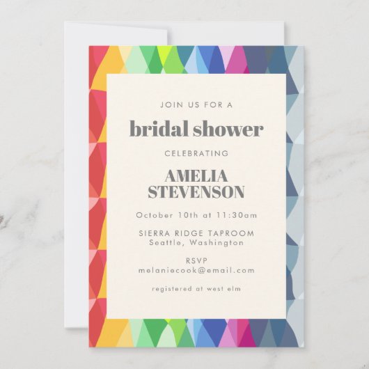 Abstract Geometrische regenboogstraal Vrijgezellen Kaart (Voorkant)