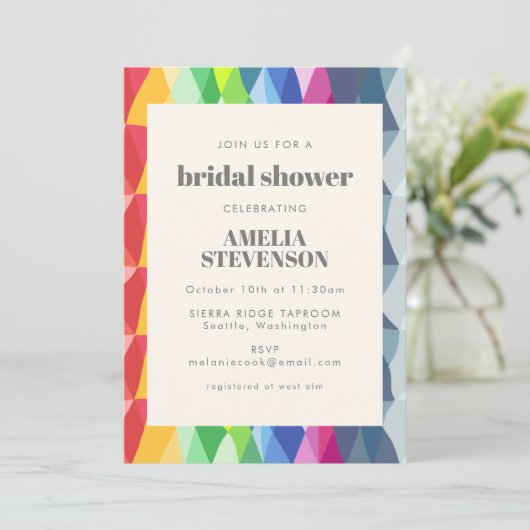 Abstract Geometrische regenboogstraal Vrijgezellen Kaart (Staand voorkant)