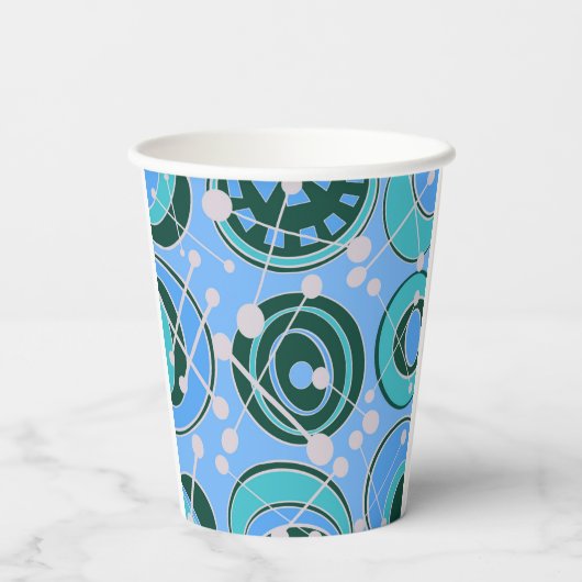 Abstract, geoShapes in groene, blauwe design Papieren Bekers (Achterkant)