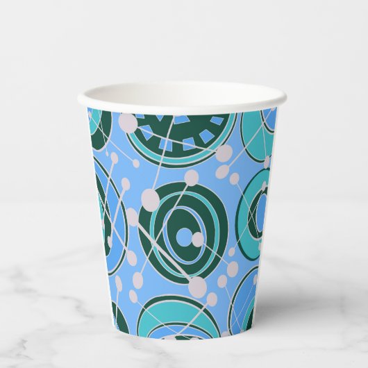 Abstract, geoShapes in groene, blauwe design Papieren Bekers (Voorkant)