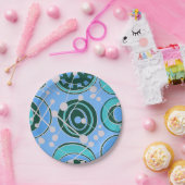 Abstract, geoShapes in groene, blauwe design Papieren Bordje (Feest)