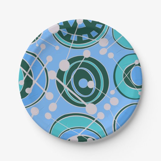 Abstract, geoShapes in groene, blauwe design Papieren Bordje (Voorkant)