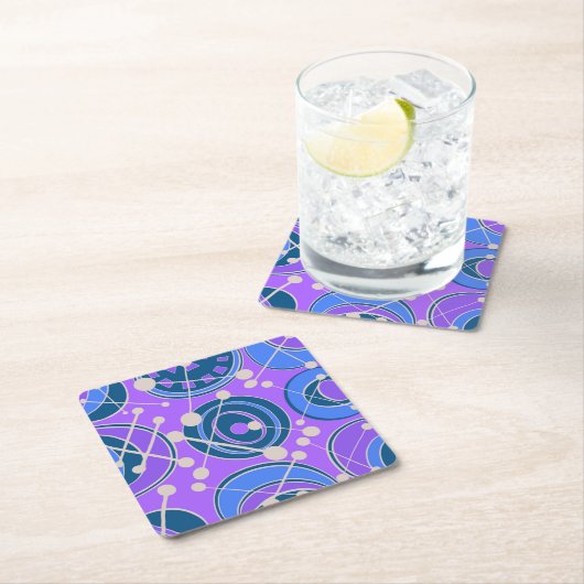 Abstract, geoShapes in paarse, blauw Kartonnen Onderzetters (Insitu)