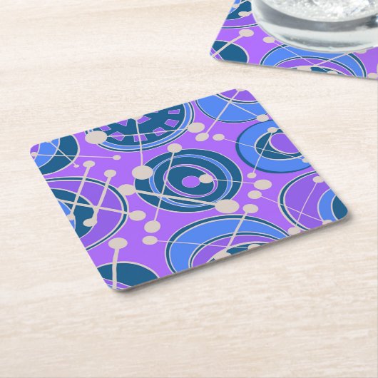 Abstract, geoShapes in paarse, blauw Kartonnen Onderzetters (Schuin)