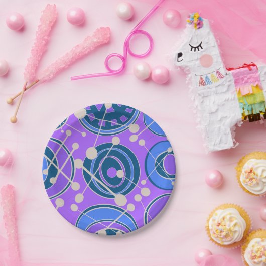 Abstract, geoShapes in paarse, blauw Papieren Bordje (Feest)