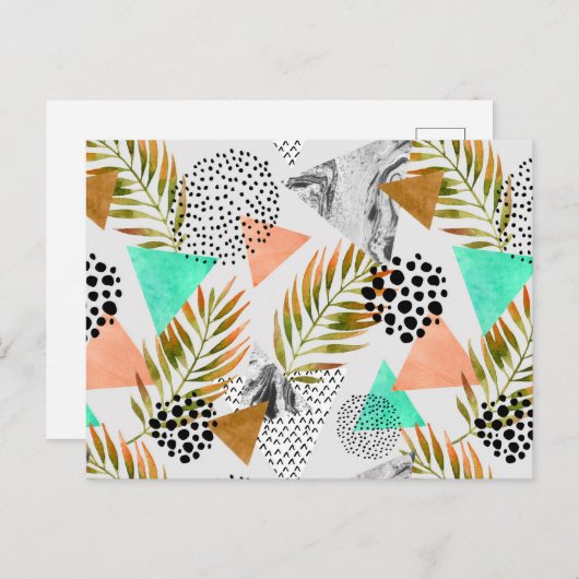 Abstract geotropisch bladpatroon briefkaart (Voorkant / Achterkant)