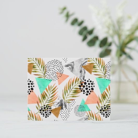 Abstract geotropisch bladpatroon briefkaart (Staand voorkant)