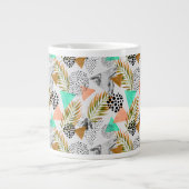 Abstract geotropisch bladpatroon grote koffiekop (Voorkant)