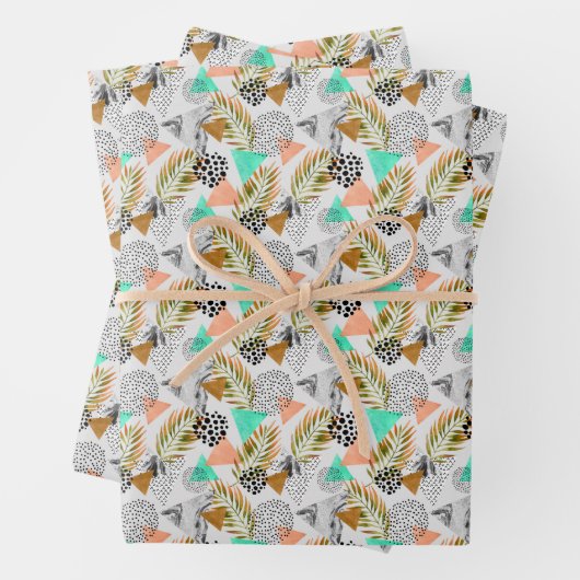 Abstract geotropisch bladpatroon inpakpapier vel (In situ)