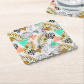 Abstract geotropisch bladpatroon kartonnen onderzetters (Gebogen)