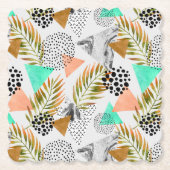 Abstract geotropisch bladpatroon kartonnen onderzetters (Voorkant)