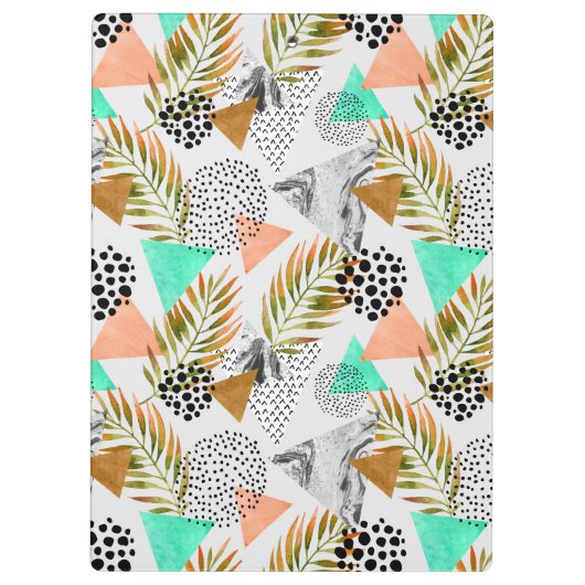 Abstract geotropisch bladpatroon klembord (Achterkant)