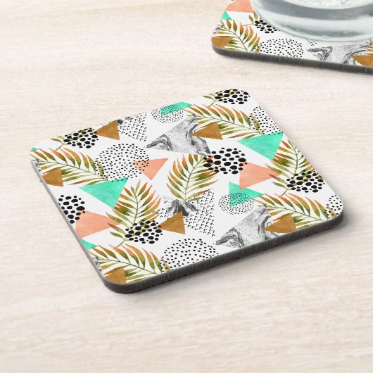 Abstract geotropisch bladpatroon onderzetter (Linkerzijde)